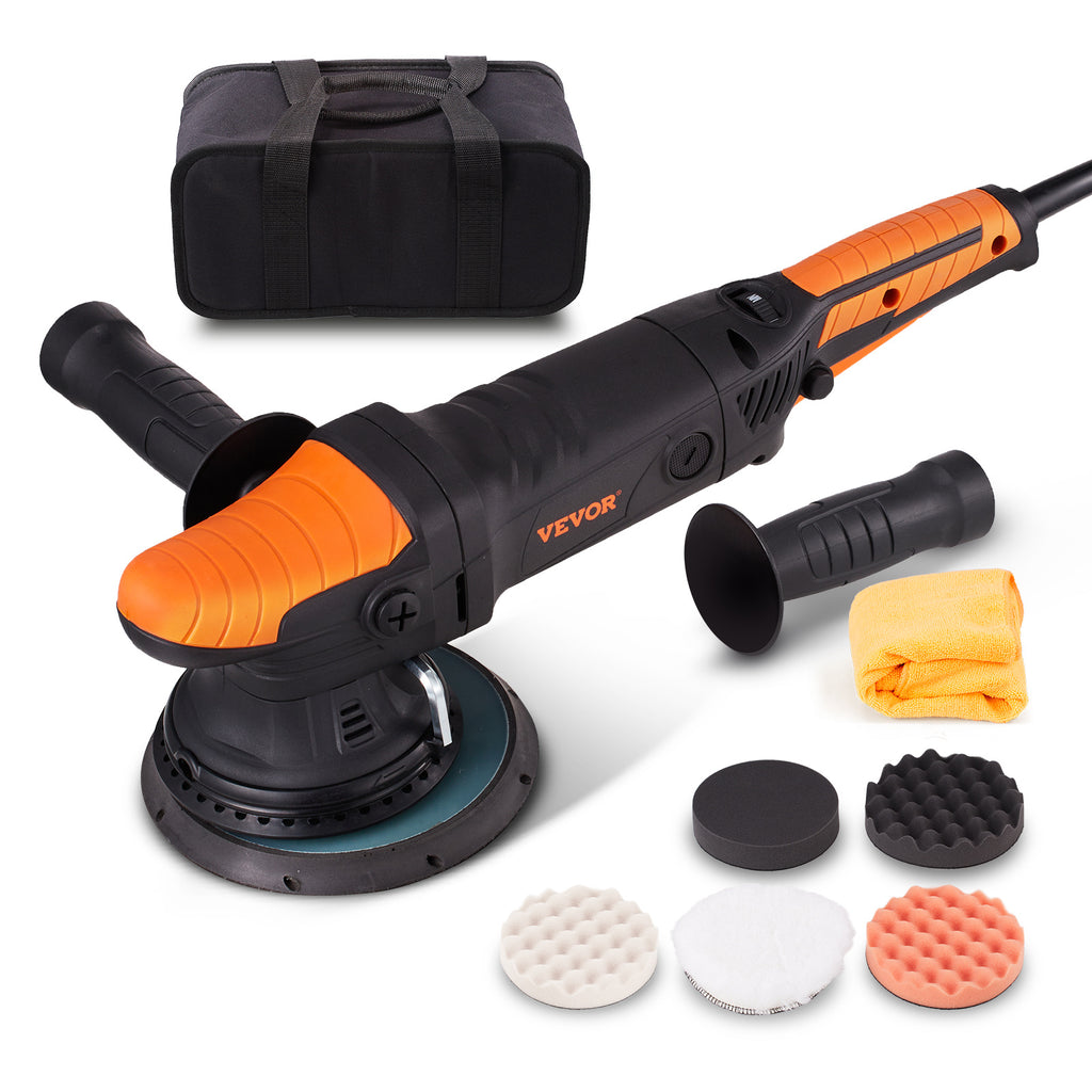 VEVOR Buffer Polisher, 6-Inch Random Orbital Polisher For Car Detailing, 6 Variable Speed ​​1900-4600RPM Dual Action Polisher Waxer Kit, With Detachable Handle For Car, Boat, Polishing, Waxing 