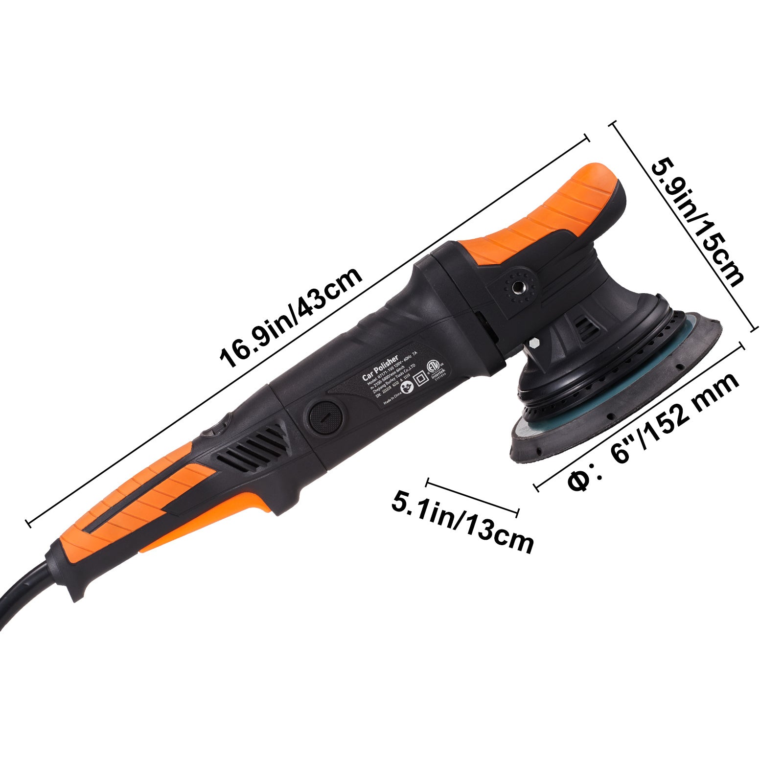 VEVOR Buffer Polisher, 6-Inch Random Orbital Polisher For Car Detailing, 6 Variable Speed ​​1900-4600RPM Dual Action Polisher Waxer Kit, With Detachable Handle For Car, Boat, Polishing, Waxing 
